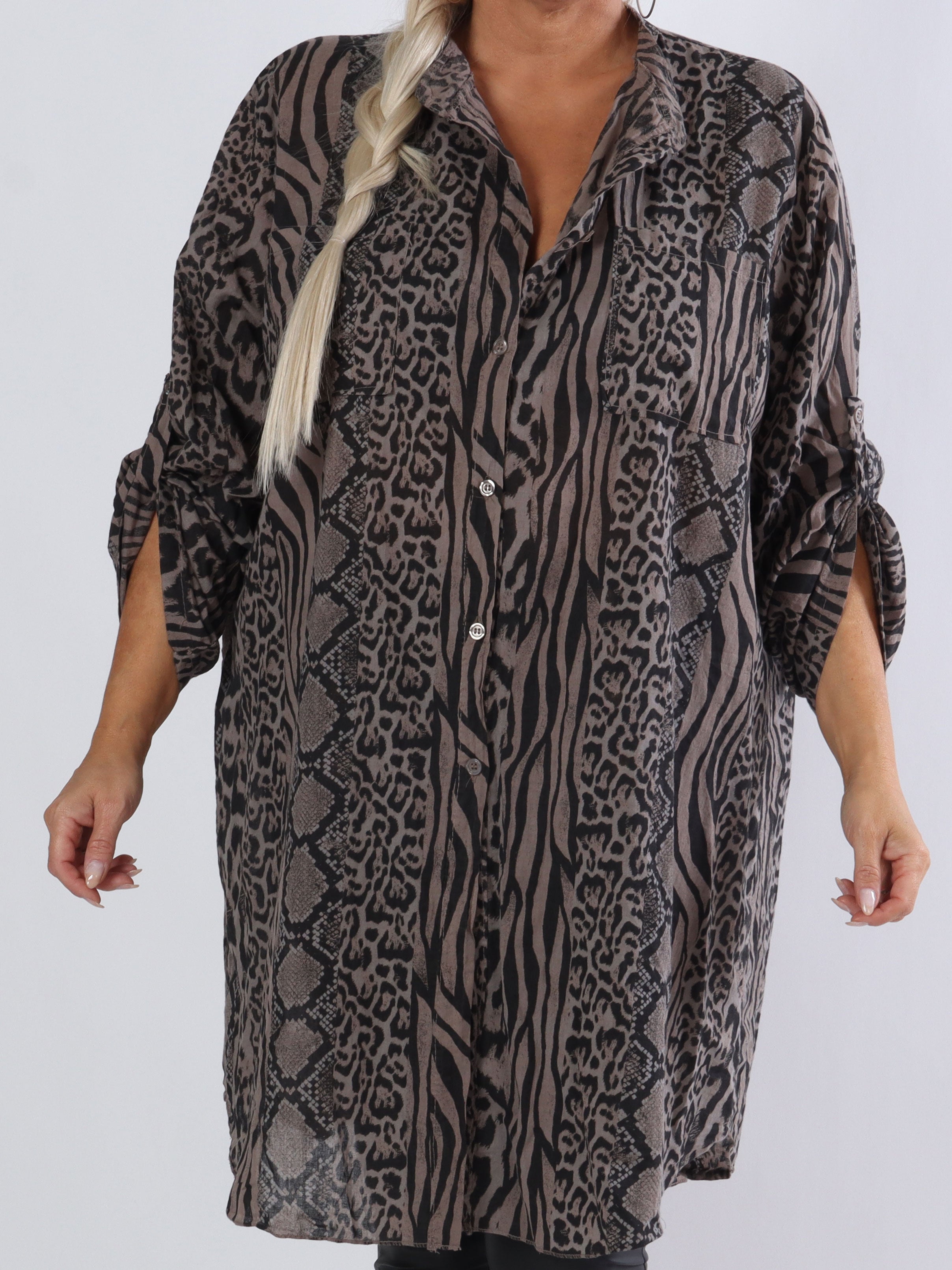 Berna Animal - Plus size skjorte i blandet dyreprint